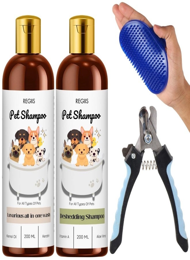 REGIIS Pet Shampoo Set, Luxurious All-in-One Wash and Deshedding Formula with Grooming Tools, 200 ML, for All Types of Pets - Image 1